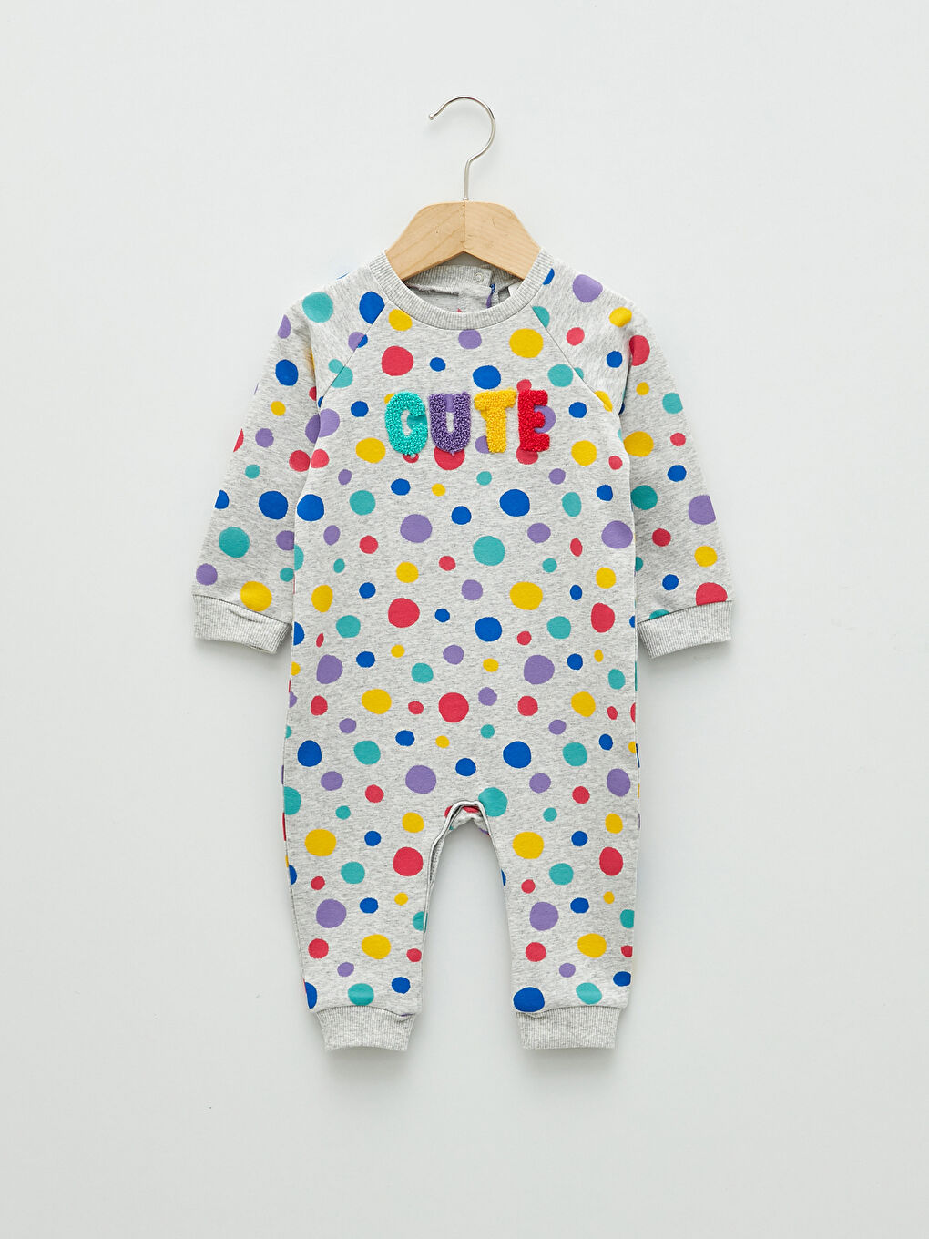 Combinaison Bébé Fille Imprimée en Coton à Manches Longues Col Rond