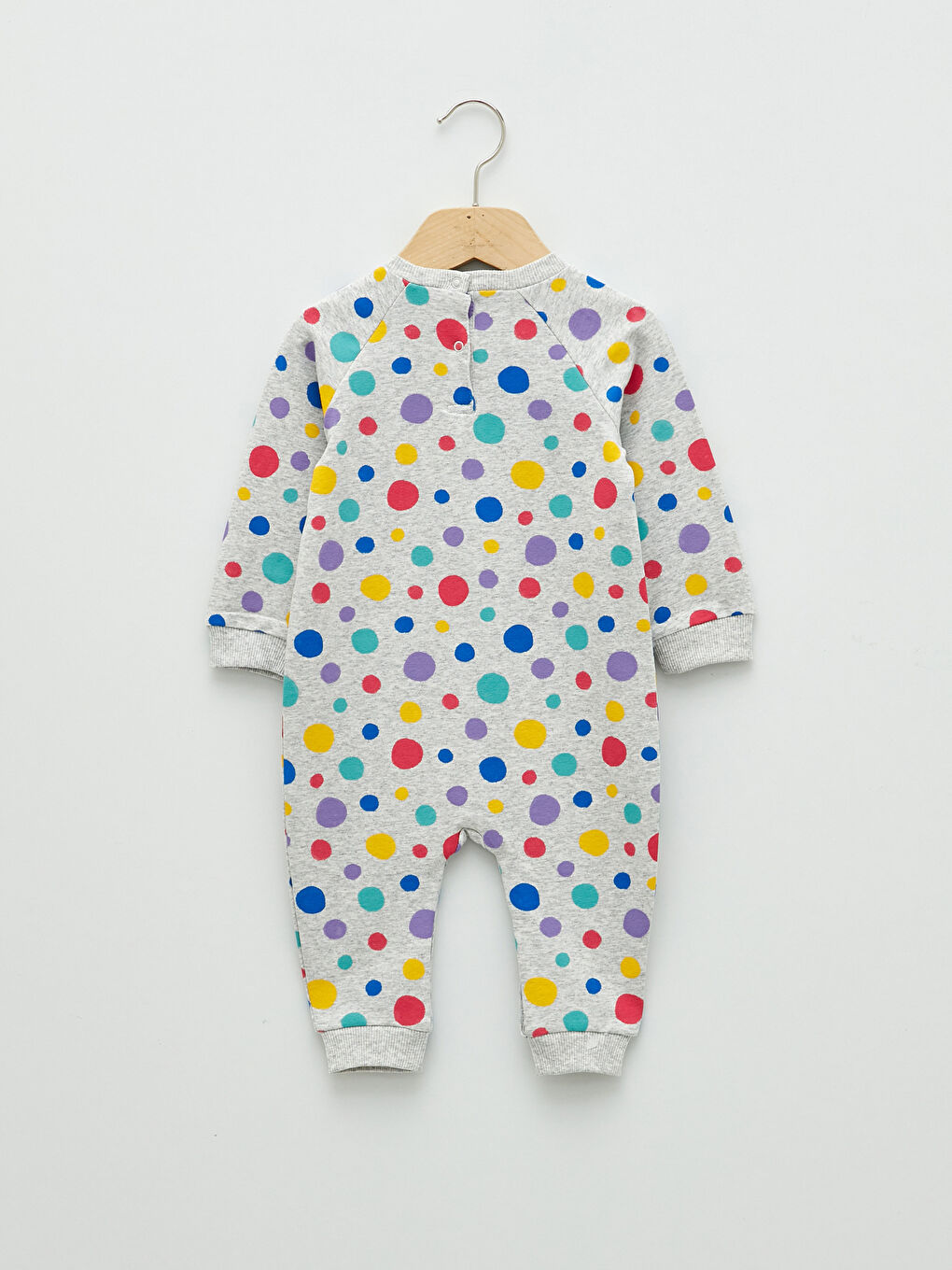 Combinaison Bébé Fille Imprimée en Coton à Manches Longues Col Rond-1