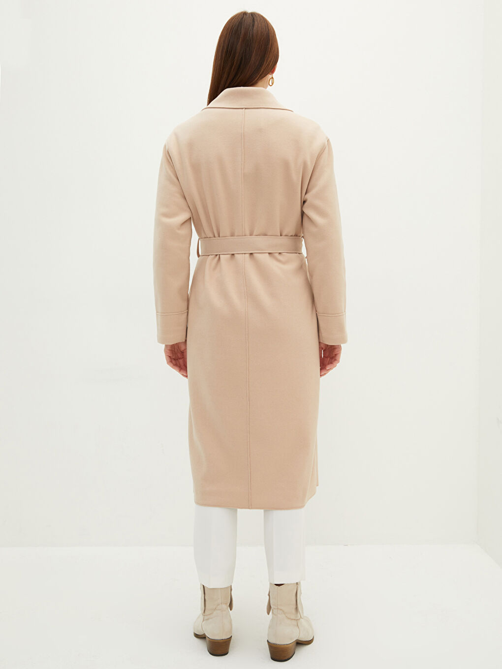 LC Waikiki Jacket Collar Waist Belted Pocket Detailed Long Sleeve Women's Cachet Coat -S20401Z8-DDZ
