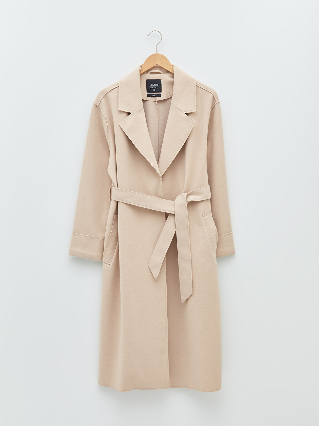 LC Waikiki Jacket Collar Waist Belted Pocket Detailed Long Sleeve Women's Cachet Coat -S20401Z8-DDZ