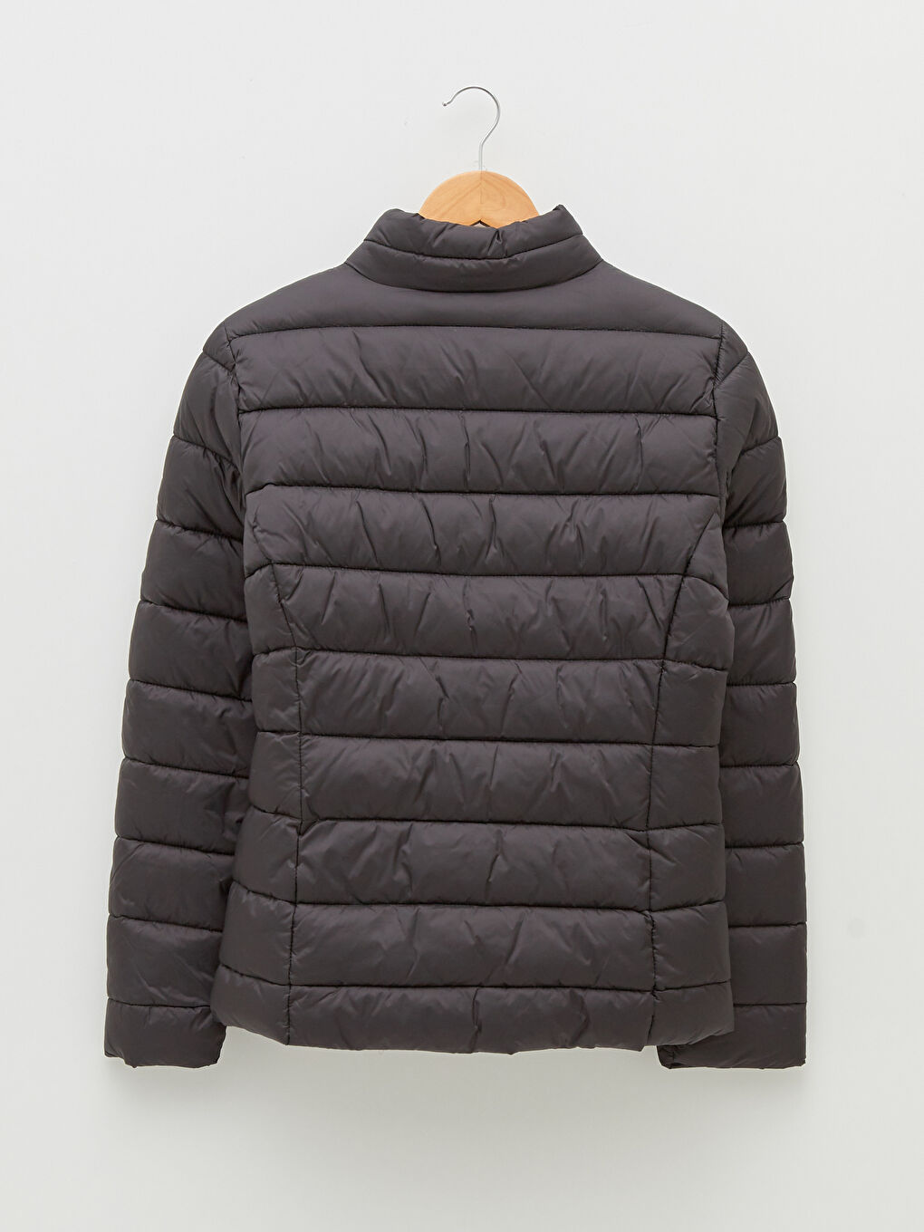 Vertical Collar Straight Long Sleeve Pocket Detail Thick Women's Inflatable Coat-7