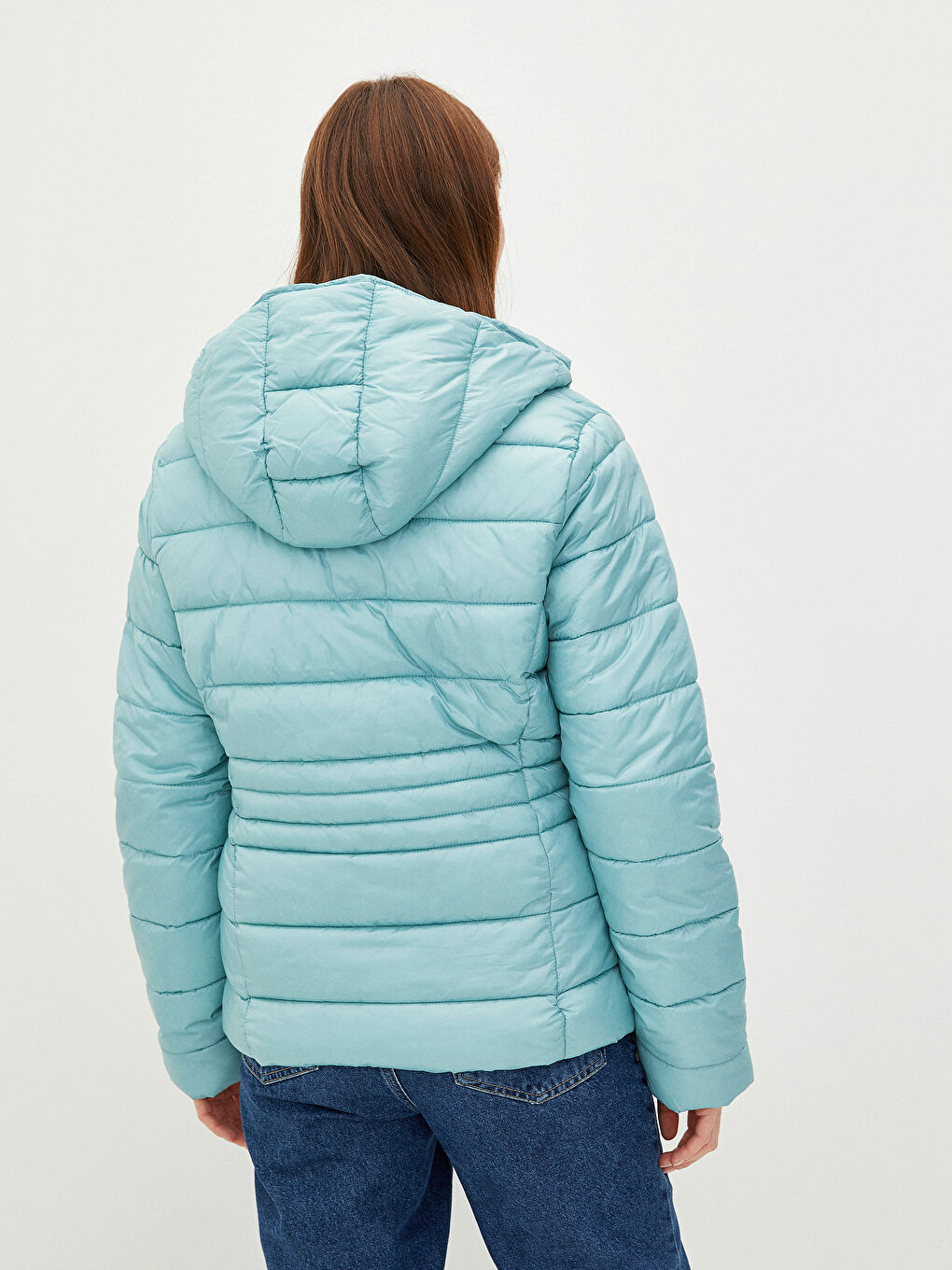 Geacă Matlasată pentru Femei cu Glugă, Mânecă Lungă, Detalii Buzunar, Simplă-5