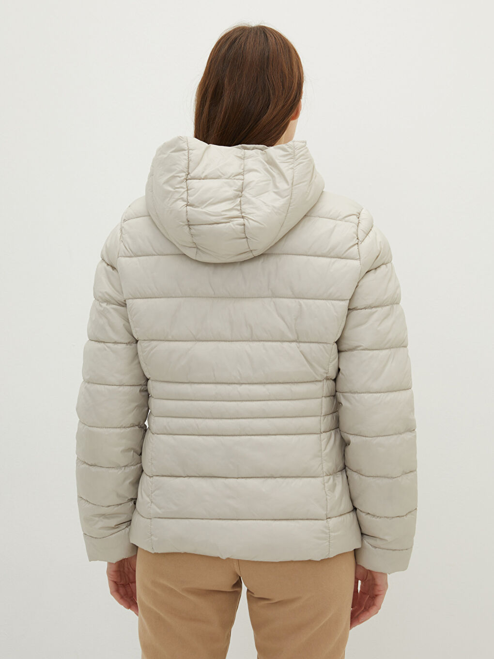 Geacă Matlasată pentru Femei cu Glugă, Mânecă Lungă, Detalii Buzunar, Simplă-6