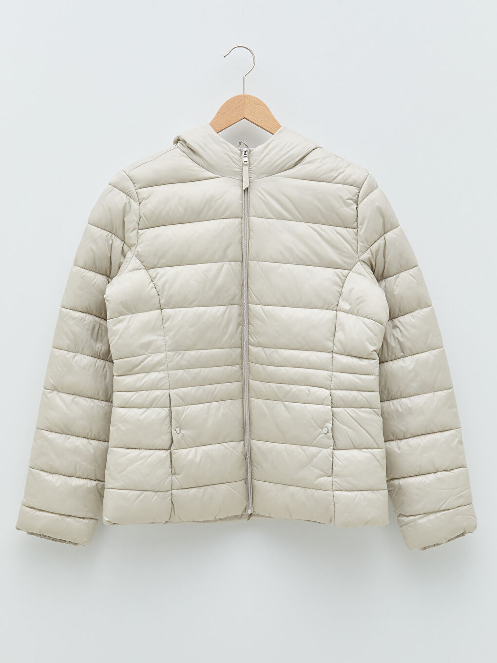 Geacă Matlasată pentru Femei cu Glugă, Mânecă Lungă, Detalii Buzunar, Simplă-7