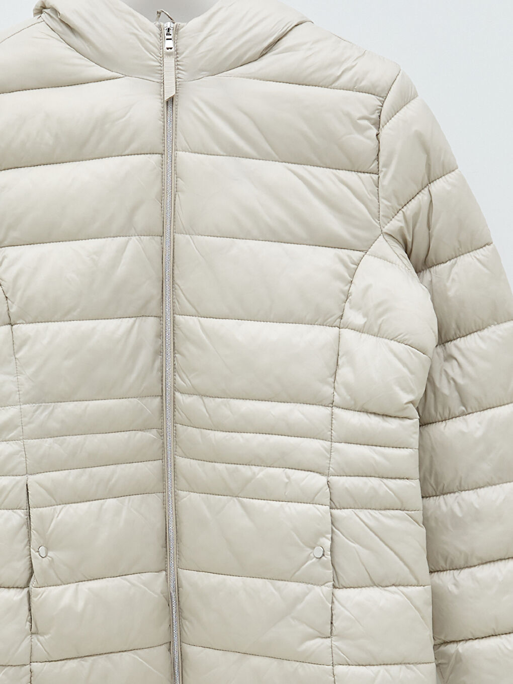 Geacă Matlasată pentru Femei cu Glugă, Mânecă Lungă, Detalii Buzunar, Simplă-9