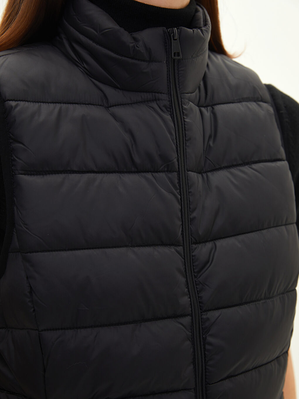 Stand Up Collar Plain Pocket Detailed Women's Inflatable Vest-7