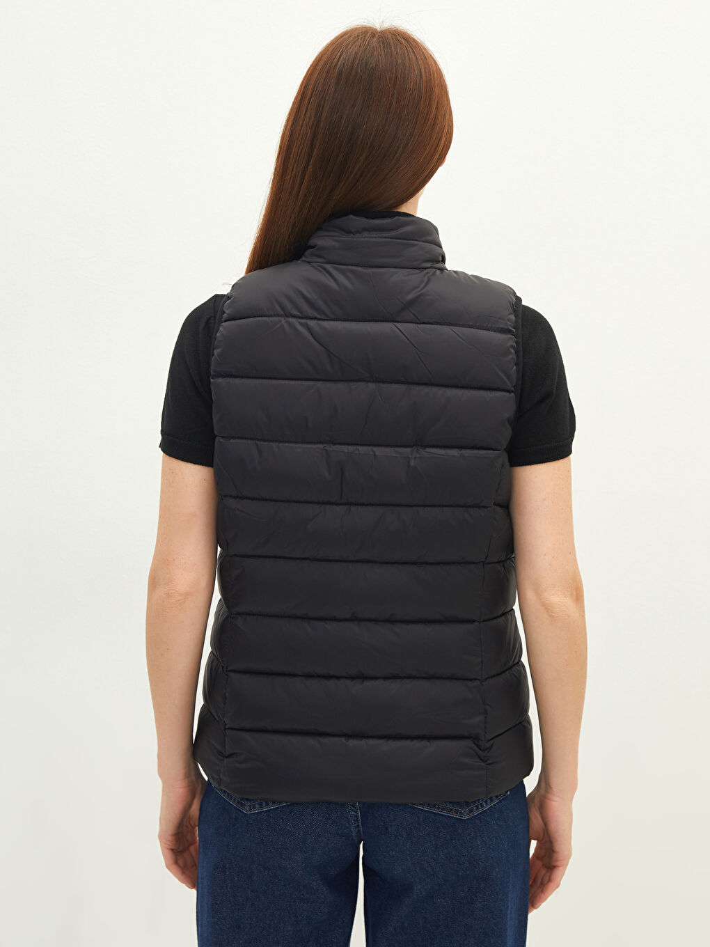 Stand Up Collar Plain Pocket Detailed Women's Inflatable Vest-9