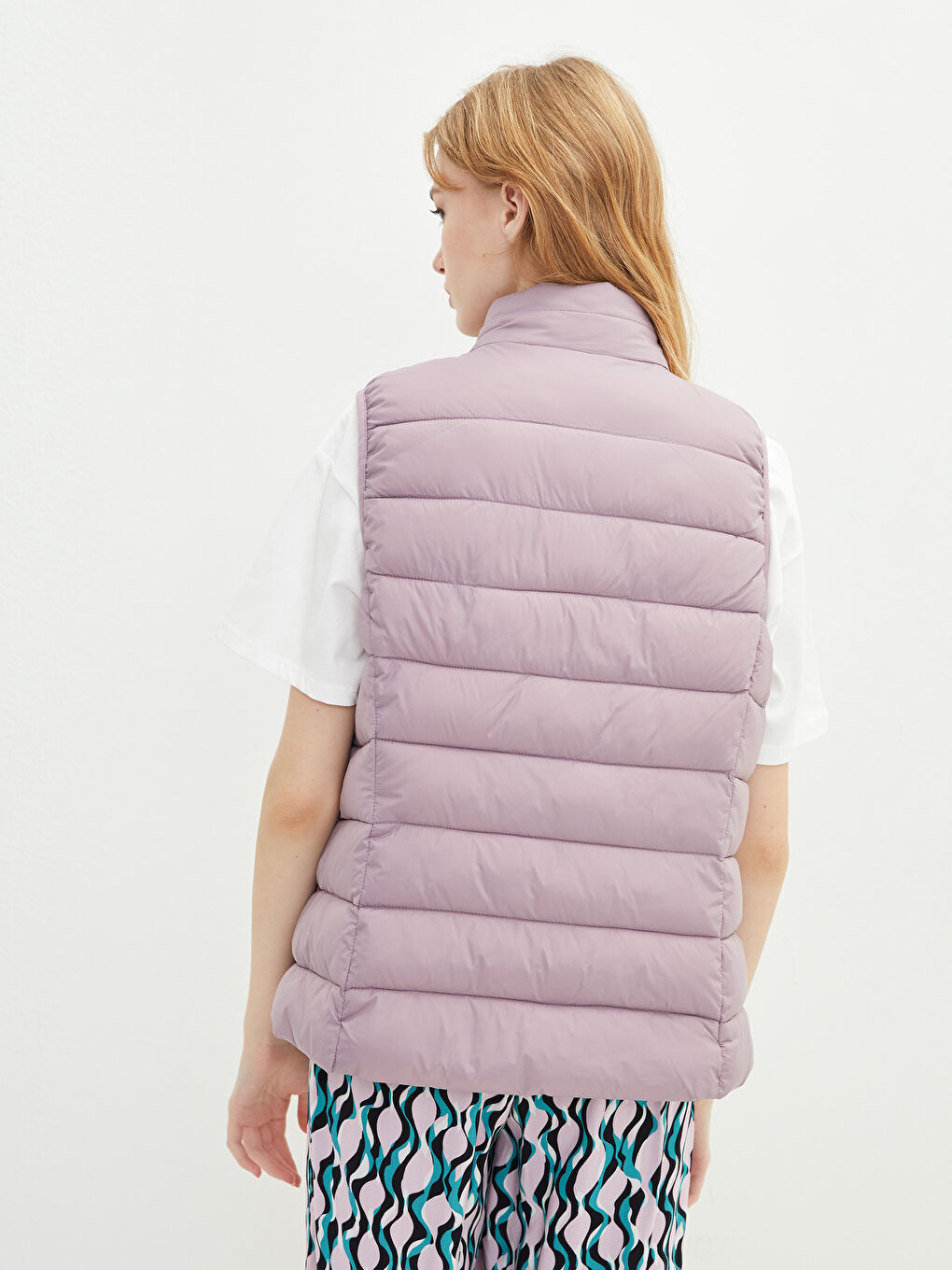 Mürdüm Dik Yaka Düz Cep Detaylı Kadın Şişme Yelek-10