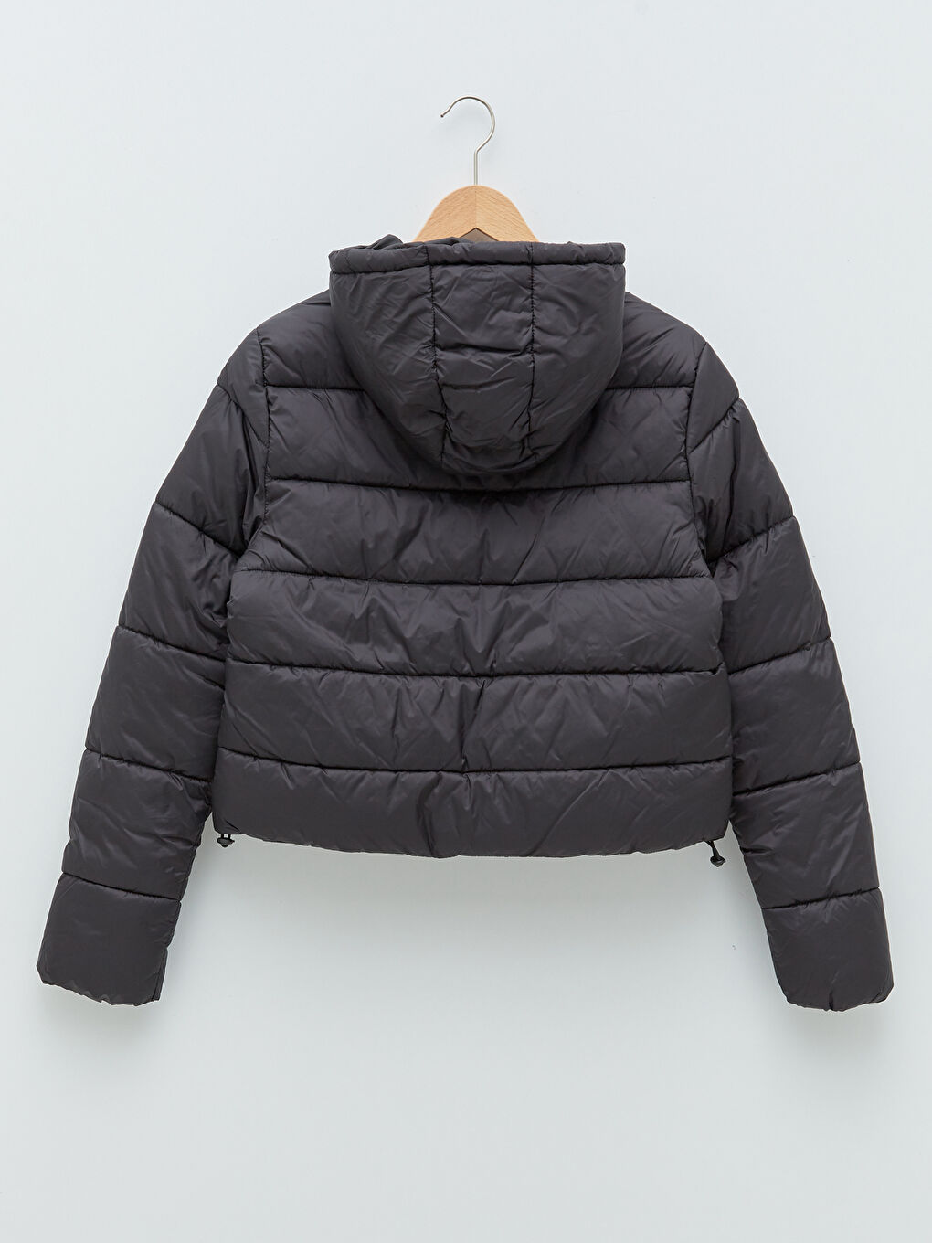 ქალებისთვის კაპიუშონიანი უბრალო დუტის ქურთუკი-6