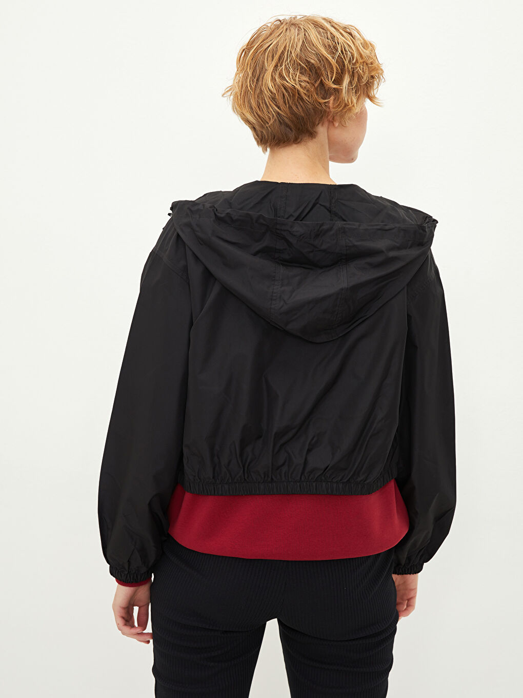 Hooded Straight Pocket Detailed Long Sleeve Women's Raincoat-4