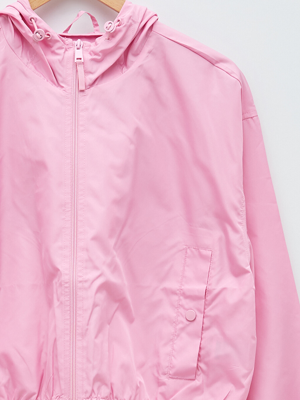 Hooded Straight Pocket Detailed Long Sleeve Women's Raincoat-4