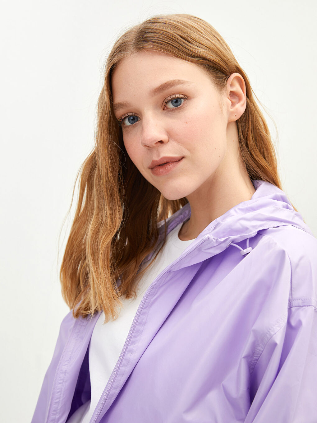 Hooded Straight Pocket Detailed Long Sleeve Women's Raincoat-3