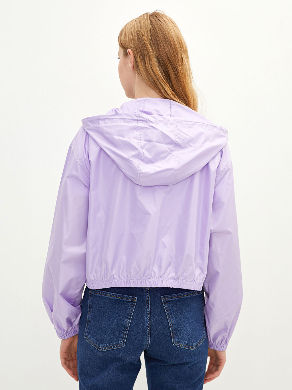 Hooded Straight Pocket Detailed Long Sleeve Women's Raincoat-4