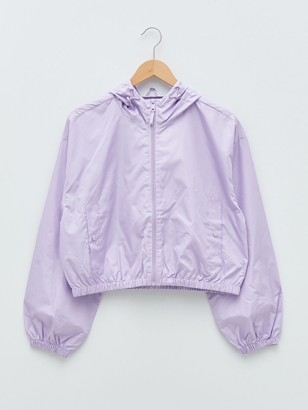 Hooded Straight Pocket Detailed Long Sleeve Women's Raincoat-5