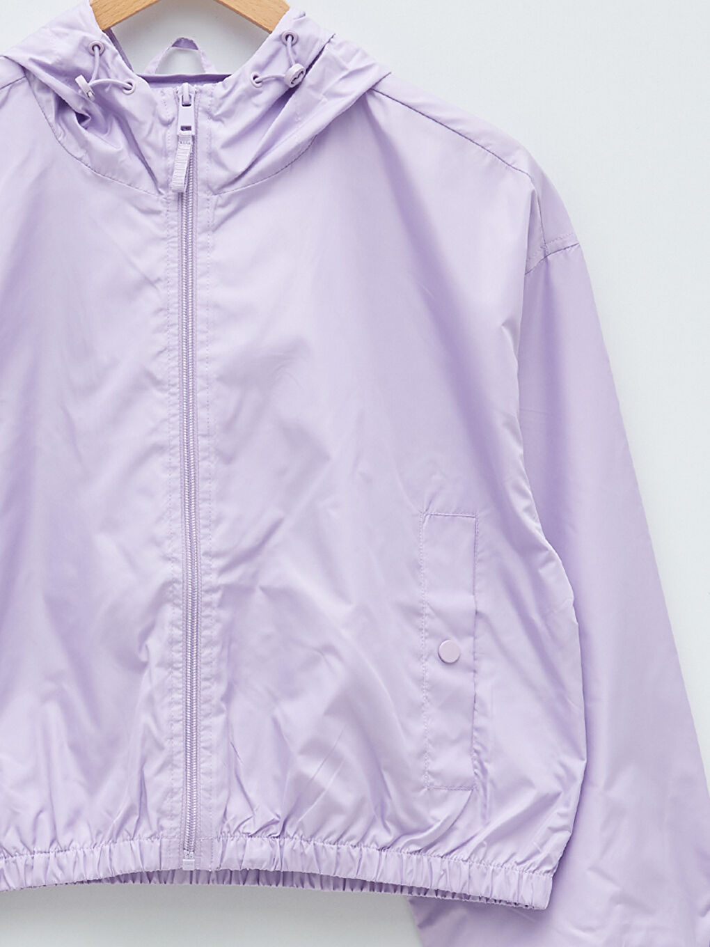 Hooded Straight Pocket Detailed Long Sleeve Women's Raincoat-7