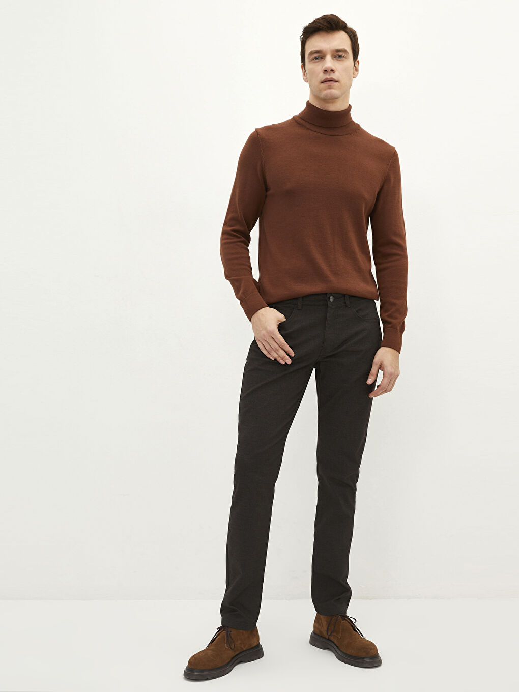 Kahverengi Slim Fit Erkek Pantolon-1