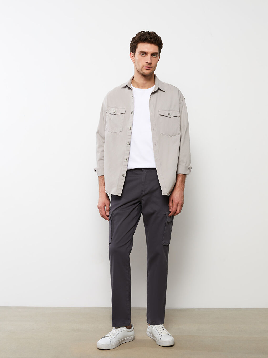 Antrasit Standart Kalıp Gabardin Erkek Kargo Pantolon