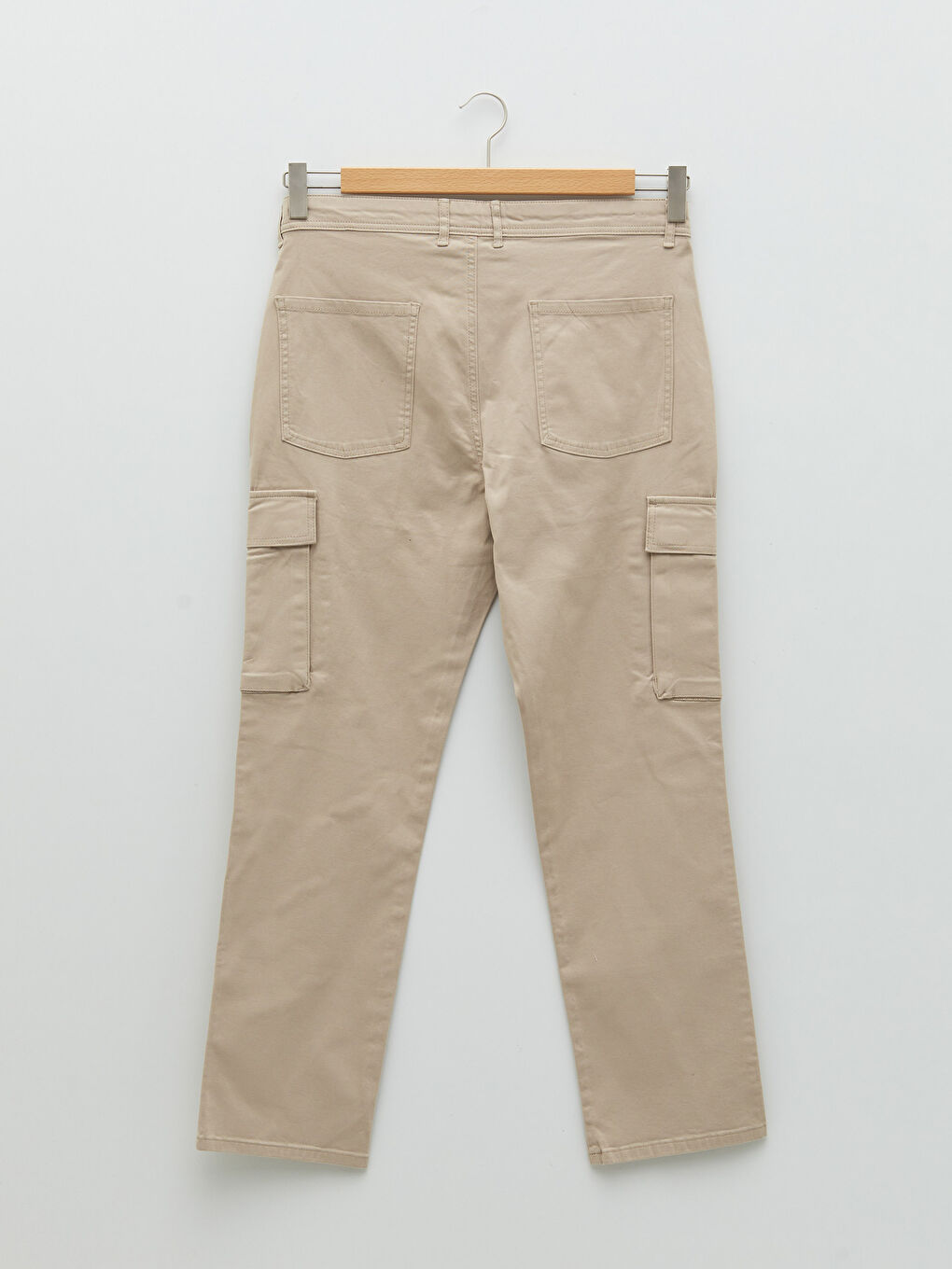 Bej Standart Kalıp Gabardin Erkek Kargo Pantolon-6