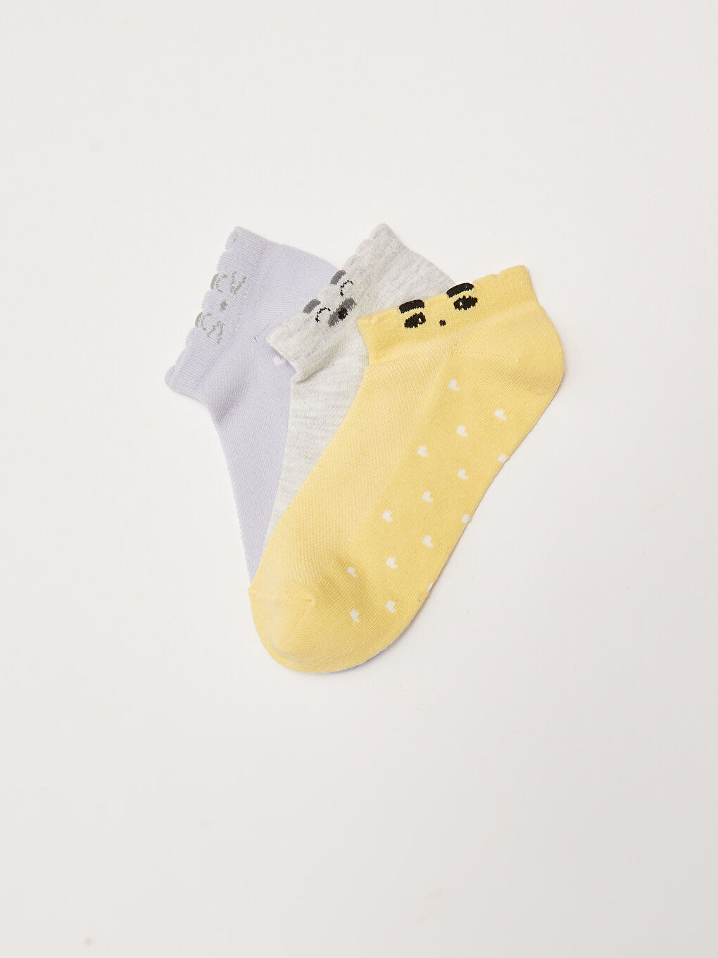 Sarı Desenli Kadın Patik Çorap 3'lü