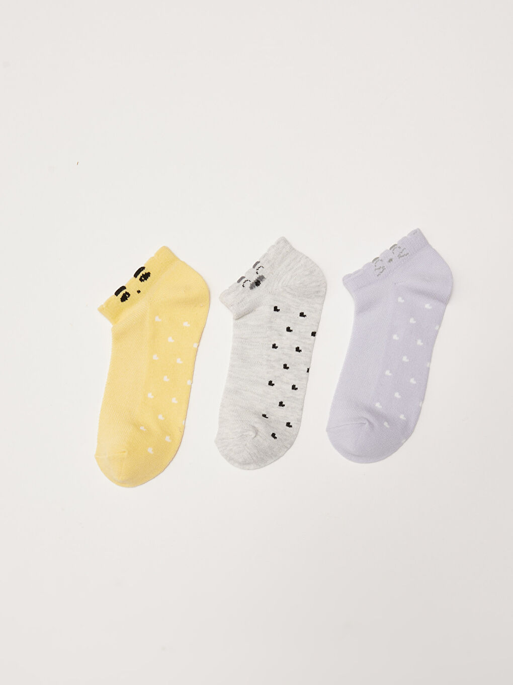 Sarı Desenli Kadın Patik Çorap 3'lü-1