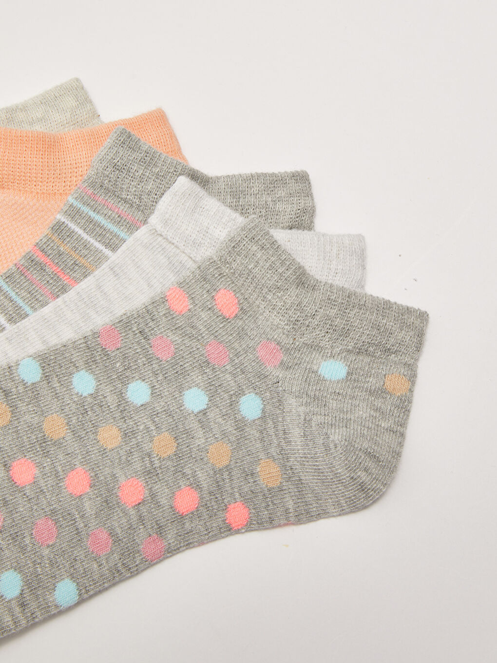 Gri Desenli Kadın Patik Çorap 5'li-2