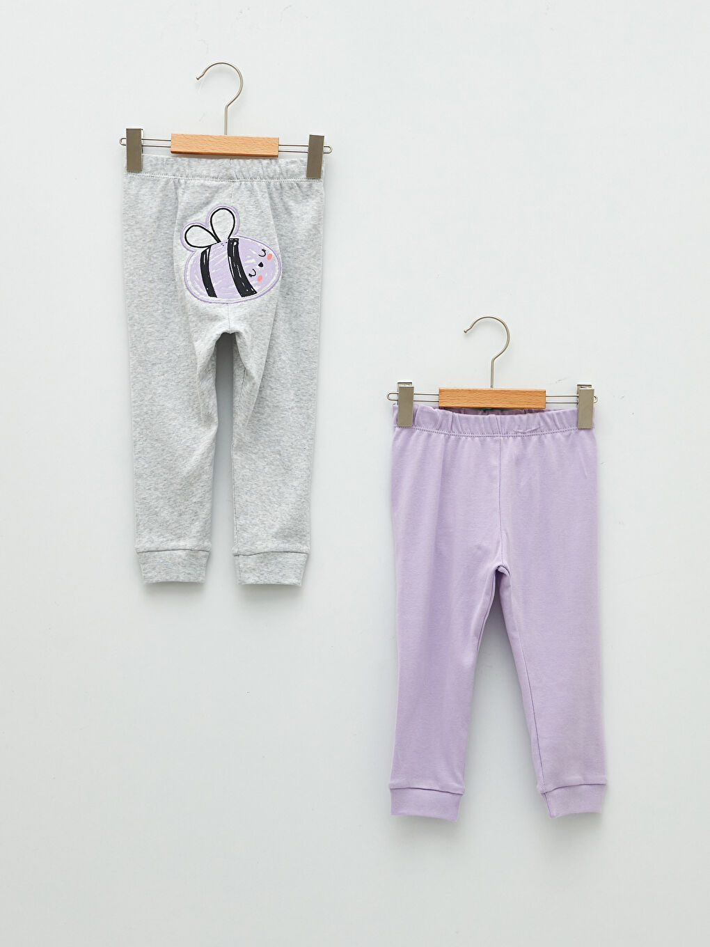 Beyaz Beli Lastikli Kız Bebek Pijama Alt 2'li-1