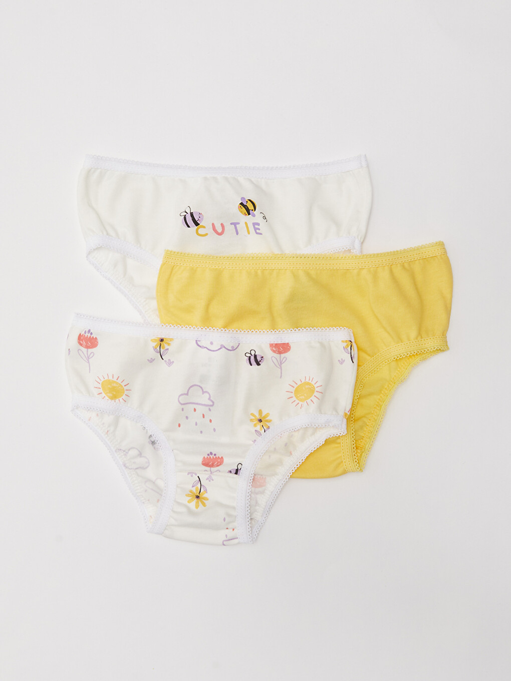 Elastic Waist Cotton Baby Girl Panties 3 Pieces