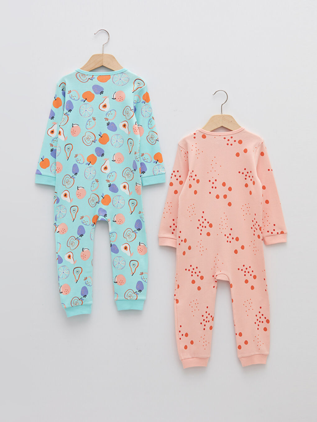 Salopetă cu fermoar pentru bebeluși fete, guler rotund, mânecă lungă, imprimată, 2 bucăți-1