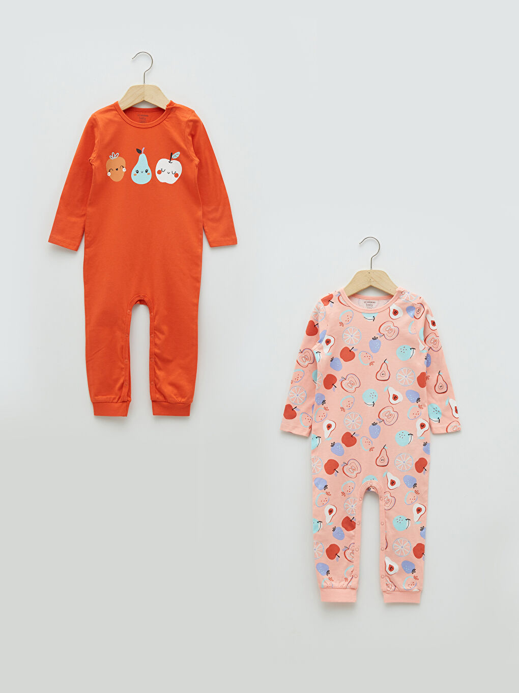 Pembe Bisiklet Yaka Uzun Kollu Baskılı Kız Bebek Tulum 2'li