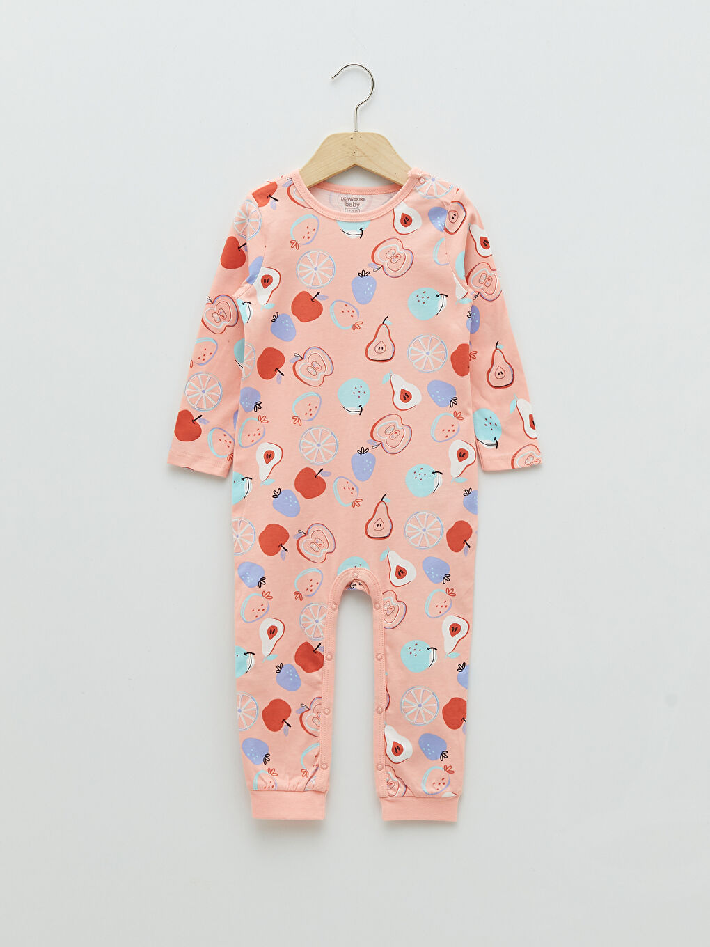 Pembe Bisiklet Yaka Uzun Kollu Baskılı Kız Bebek Tulum 2'li-2