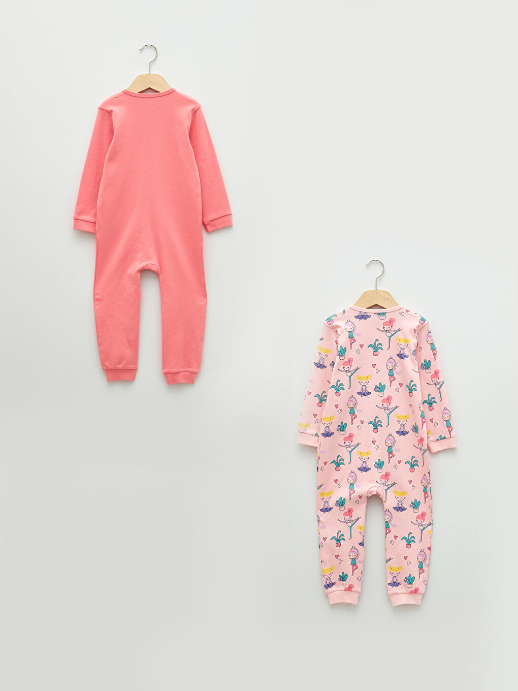 جمبسوت برقبة دائرية وكم طويل للبنات الرضع - عبوتان-1