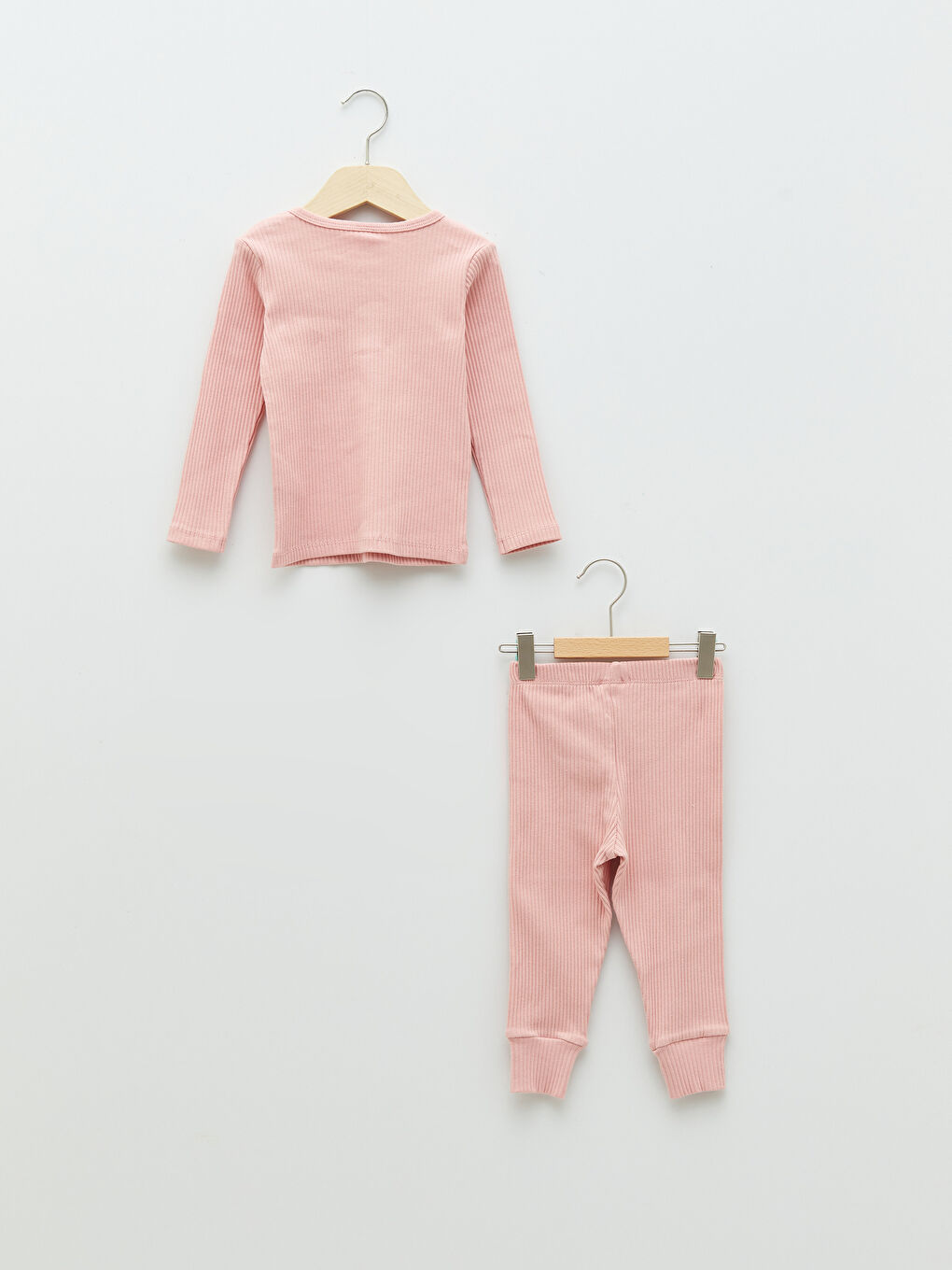 Crew Neck Long Sleeve Basic Baby Girl Pajama Set-1
