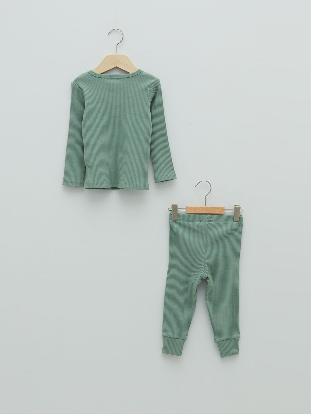 Crew Neck Long Sleeve Basic Baby Girl Pajama Set-1