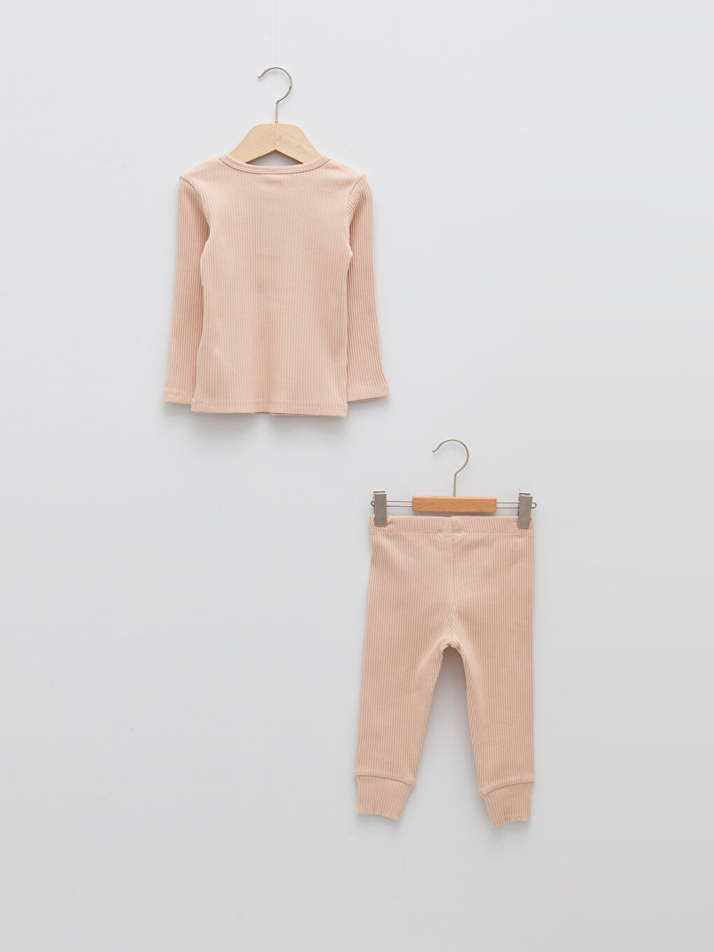 Crew Neck Long Sleeve Basic Baby Girl Pajama Set-1