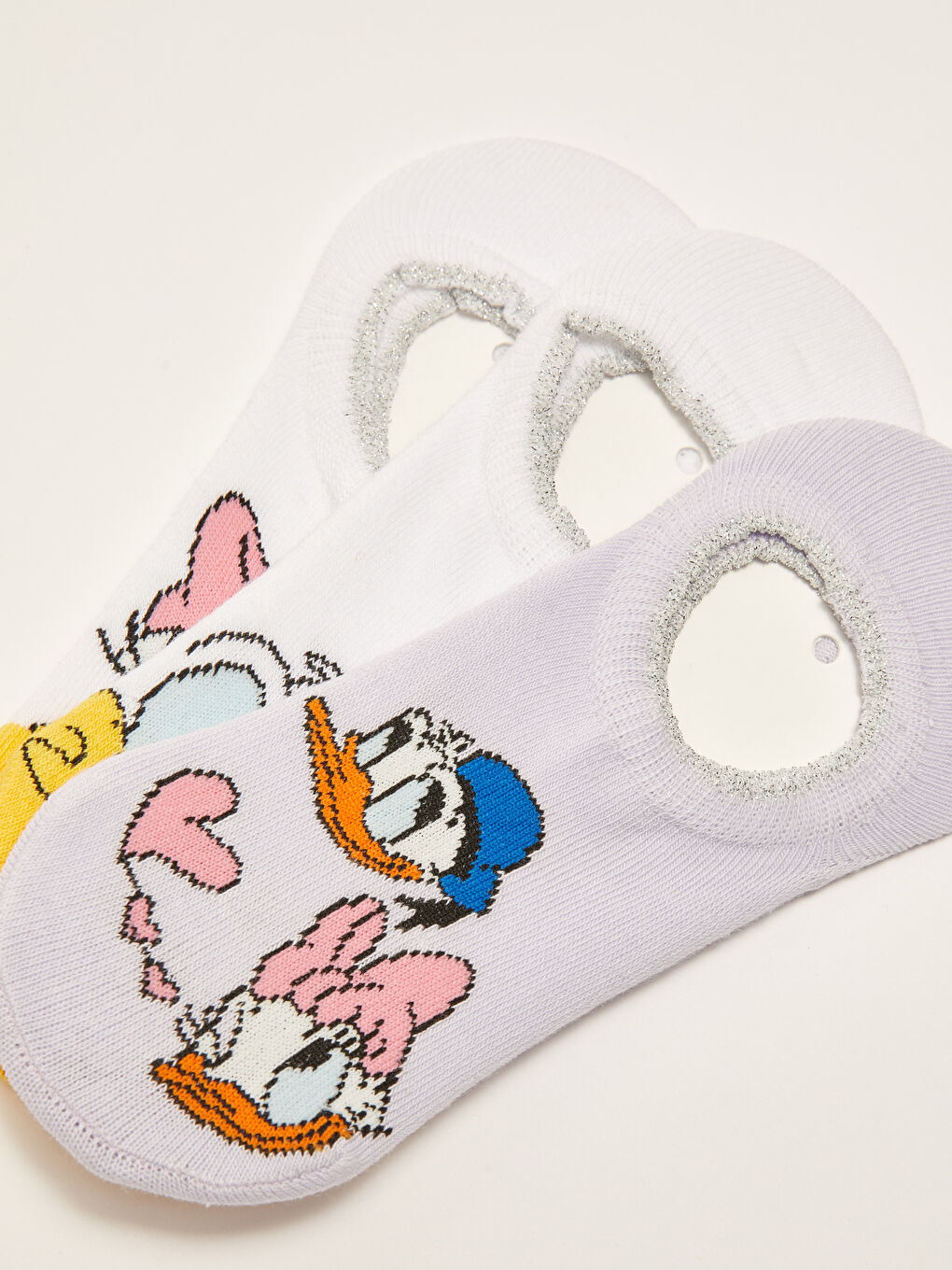 Ekru Donald Duck Baskılı Kadın Patik Çorap 3'lü Paket-2