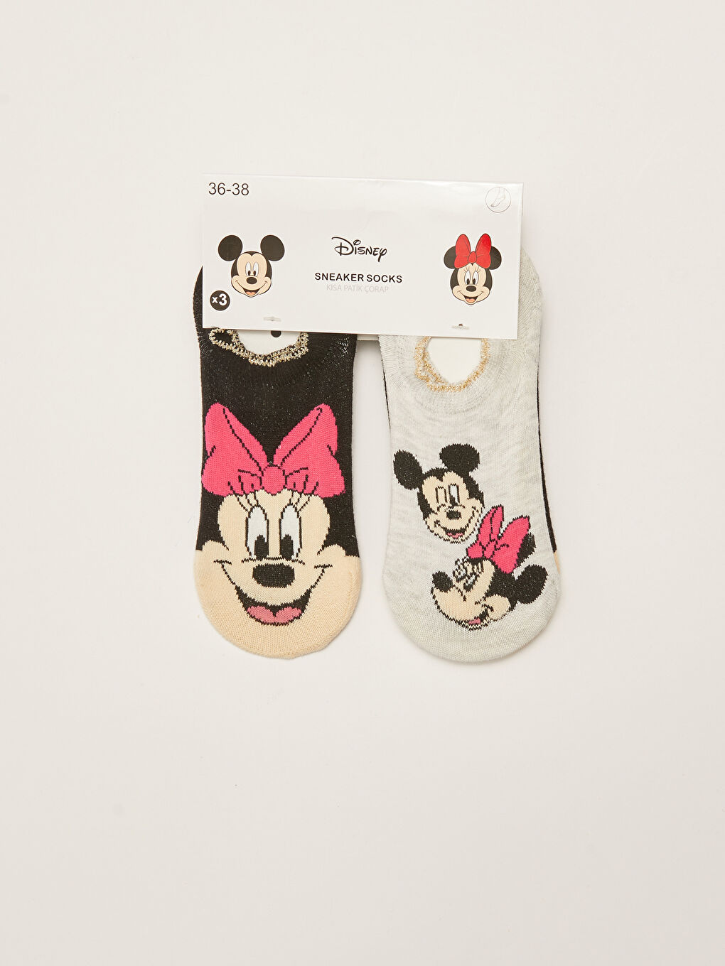 Mickey Mouse Printed Women's Trainer Socks 3-pack -S20510Z8-J0F