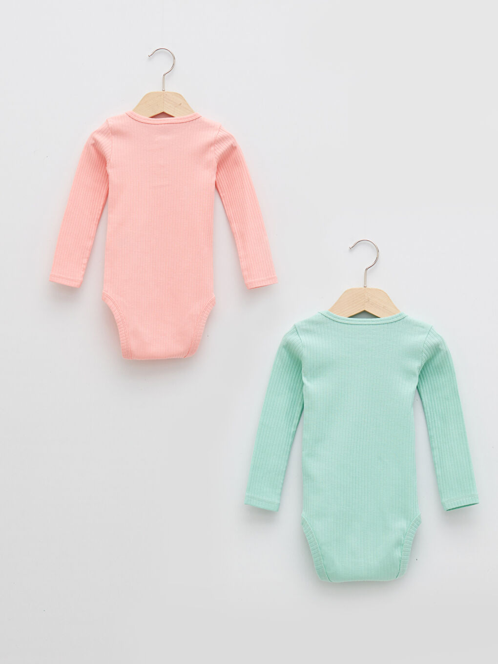 Pembe Bisiklet Yaka Uzun Kollu Pamuklu Kız Bebek Çıtçıtlı Body 2'li-1