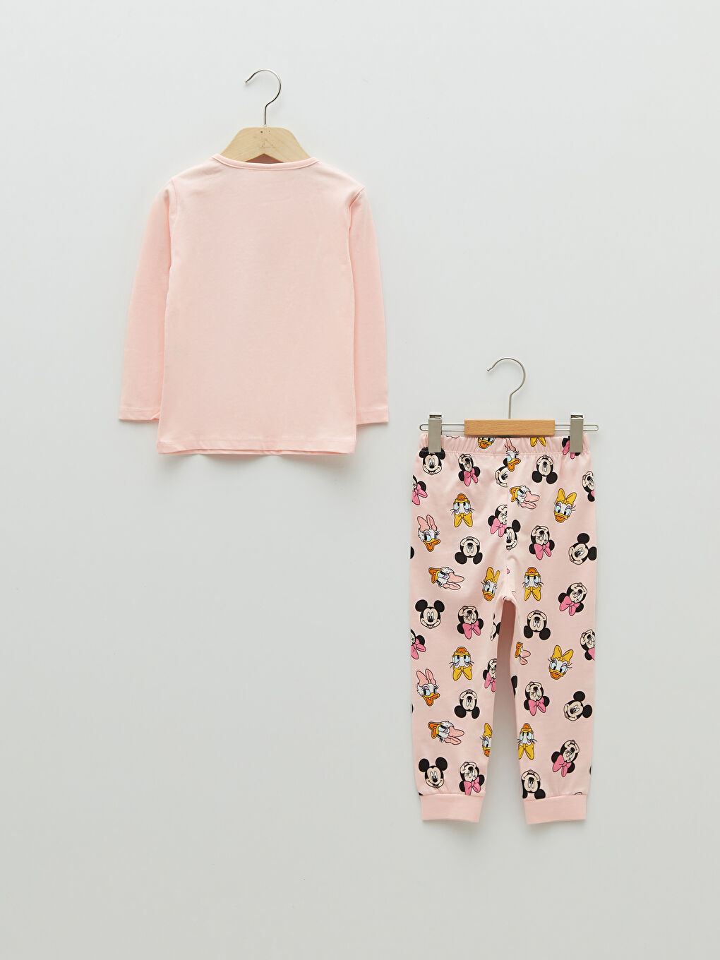 Pembe Bisiklet Yaka Uzun Kollu Daisy Duck Pamuklu Kız Bebek Pijama Takım-1