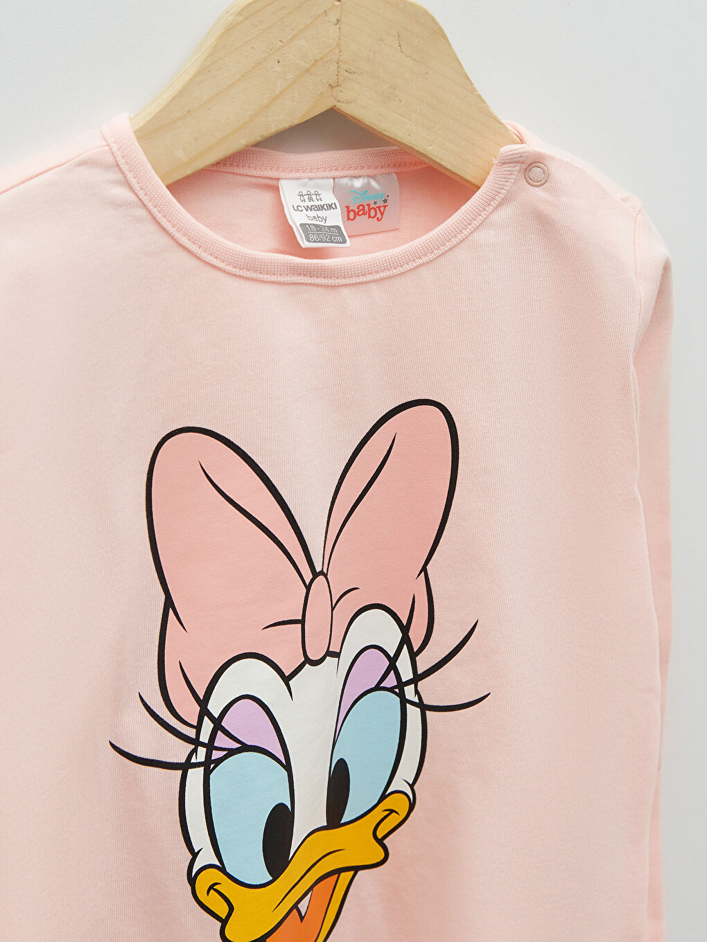 Pembe Bisiklet Yaka Uzun Kollu Daisy Duck Pamuklu Kız Bebek Pijama Takım-2