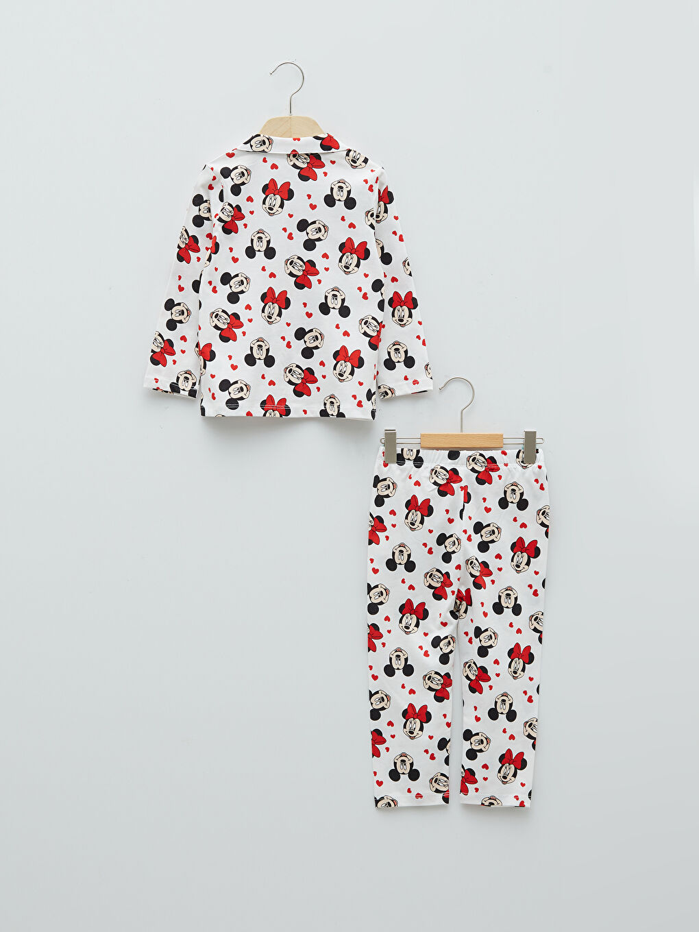Ensemble de Pyjama Bébé Fille en Coton Imprimé Minnie et Mickey Mouse à Col Polo-1
