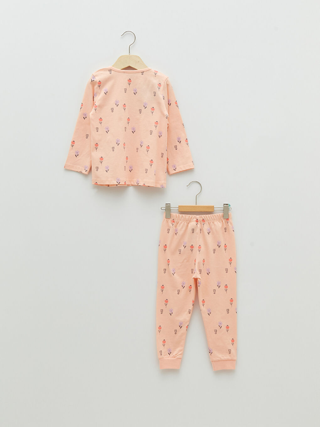 Crew Neck Long Sleeve Printed Baby Girls' Pyjama Set-3