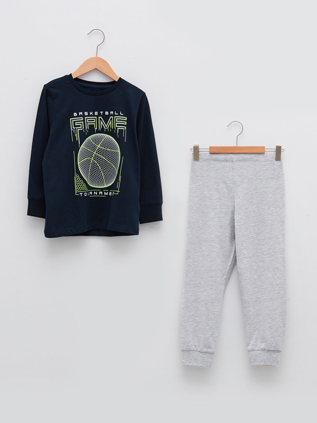 Crew Neck Printed Long Sleeve Boys' Pyjama Set-2