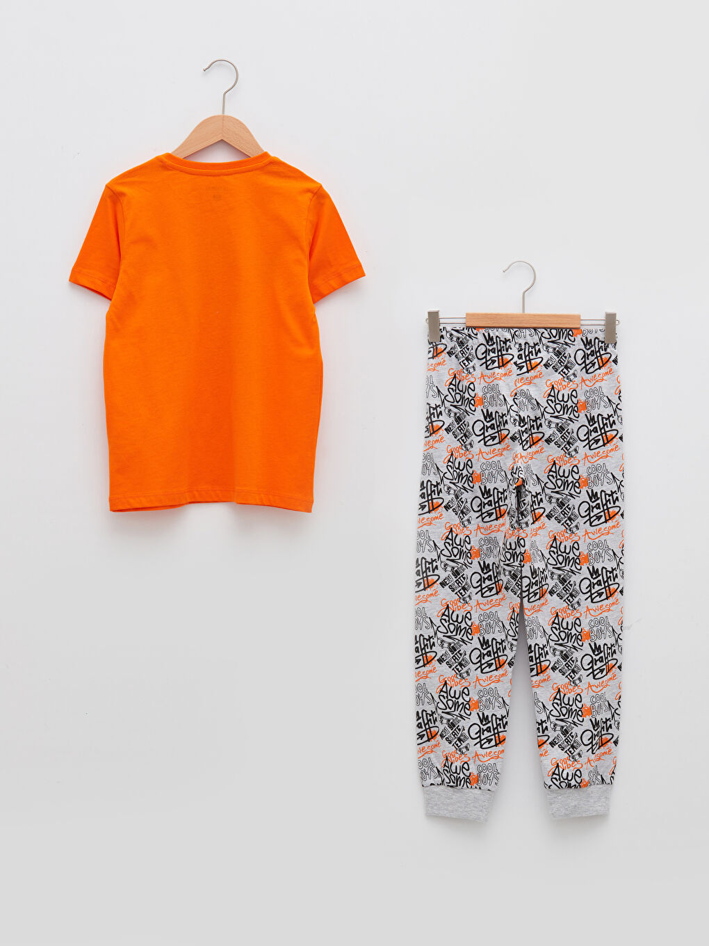 Crew Neck Printed Short Sleeve Boys' Pyjama Set-1