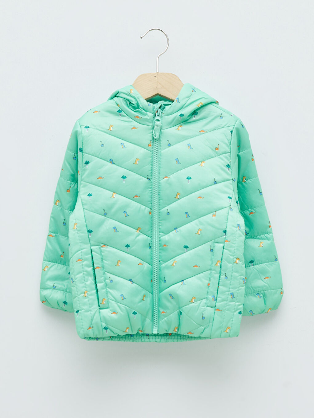 معطف أولاد رضع مطبوع بغطاء للرأس وأكمام طويلة وسحاب