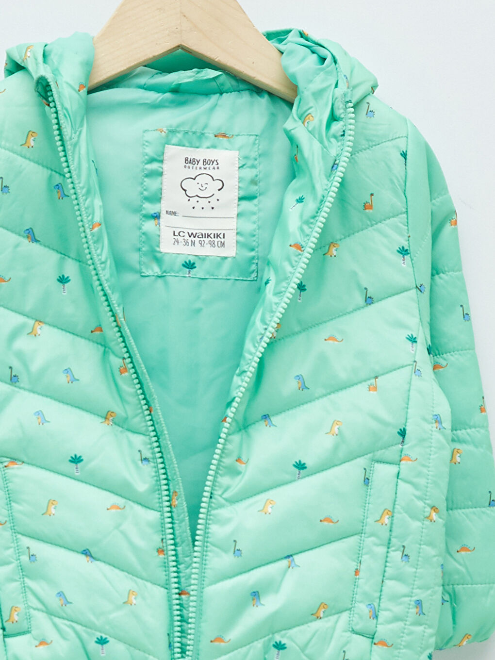 معطف أولاد رضع مطبوع بغطاء للرأس وأكمام طويلة وسحاب-2