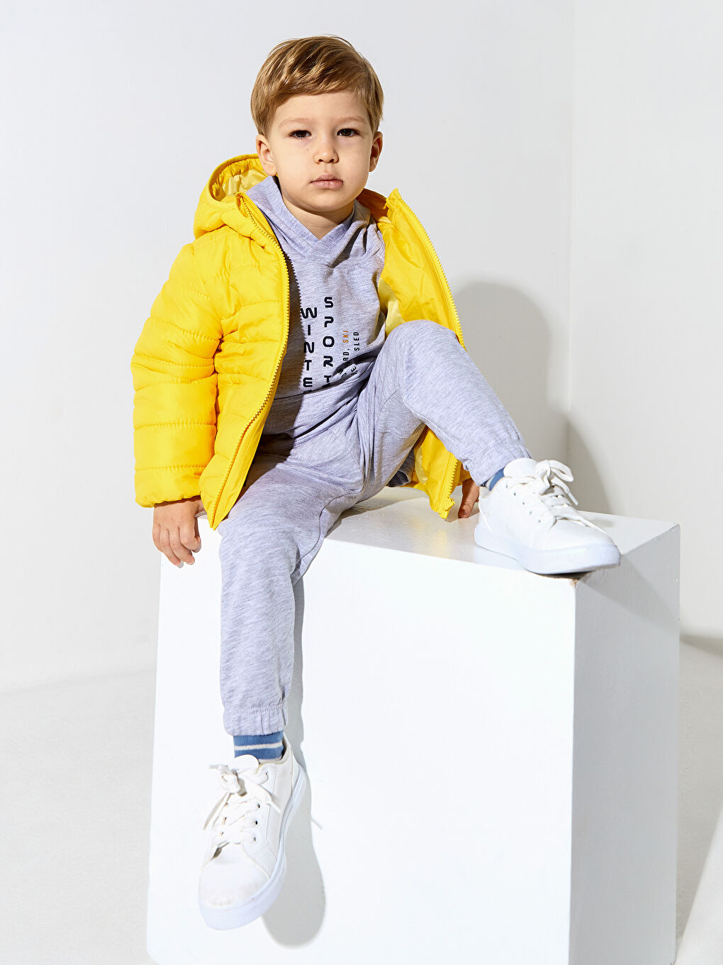 Hooded Long Sleeve Basic Baby Boy Down Jacket-1