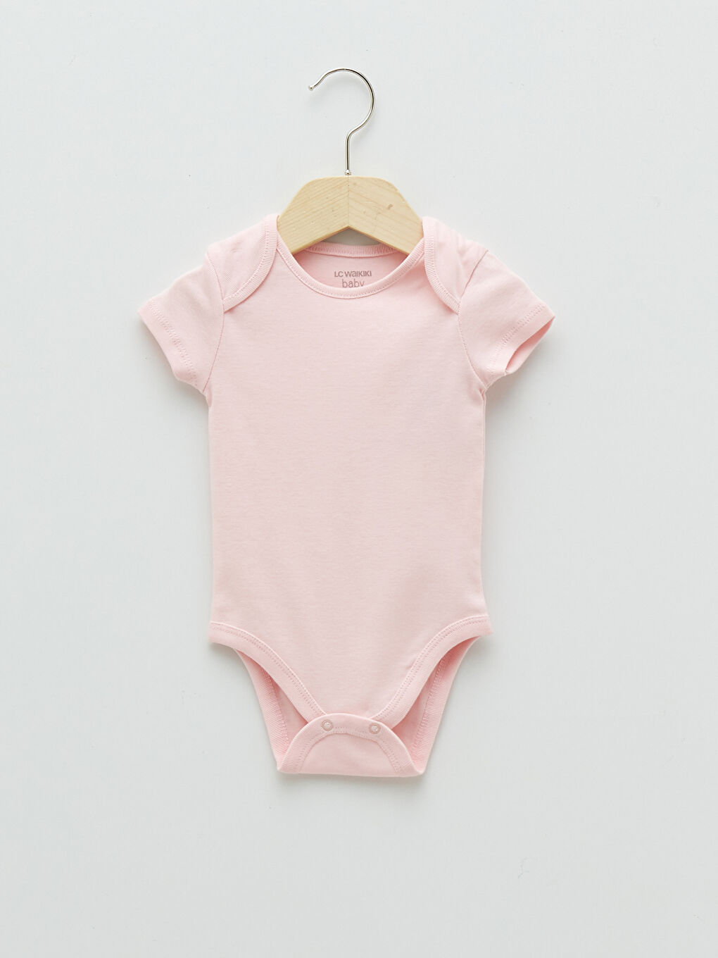 Crew Neck Short Sleeve Basic Cotton Baby Girl Body With Snap Fastener 3 Pieces-2