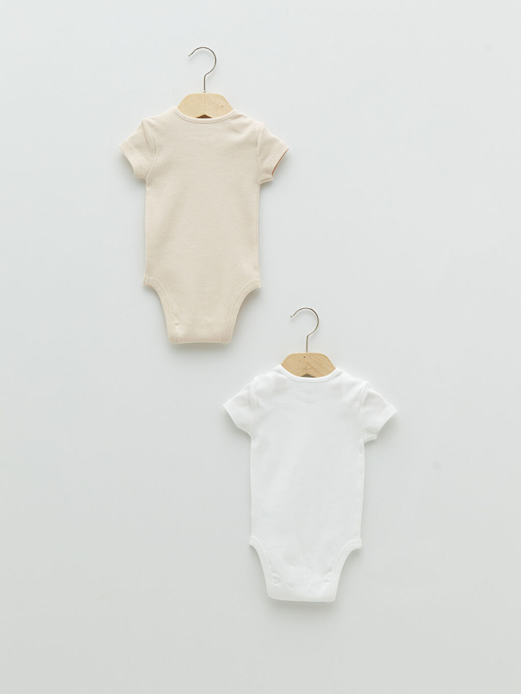 Crew Neck Short Sleeve Basic Cotton Baby Girl Body With Snap Fastener 3 Pieces-3