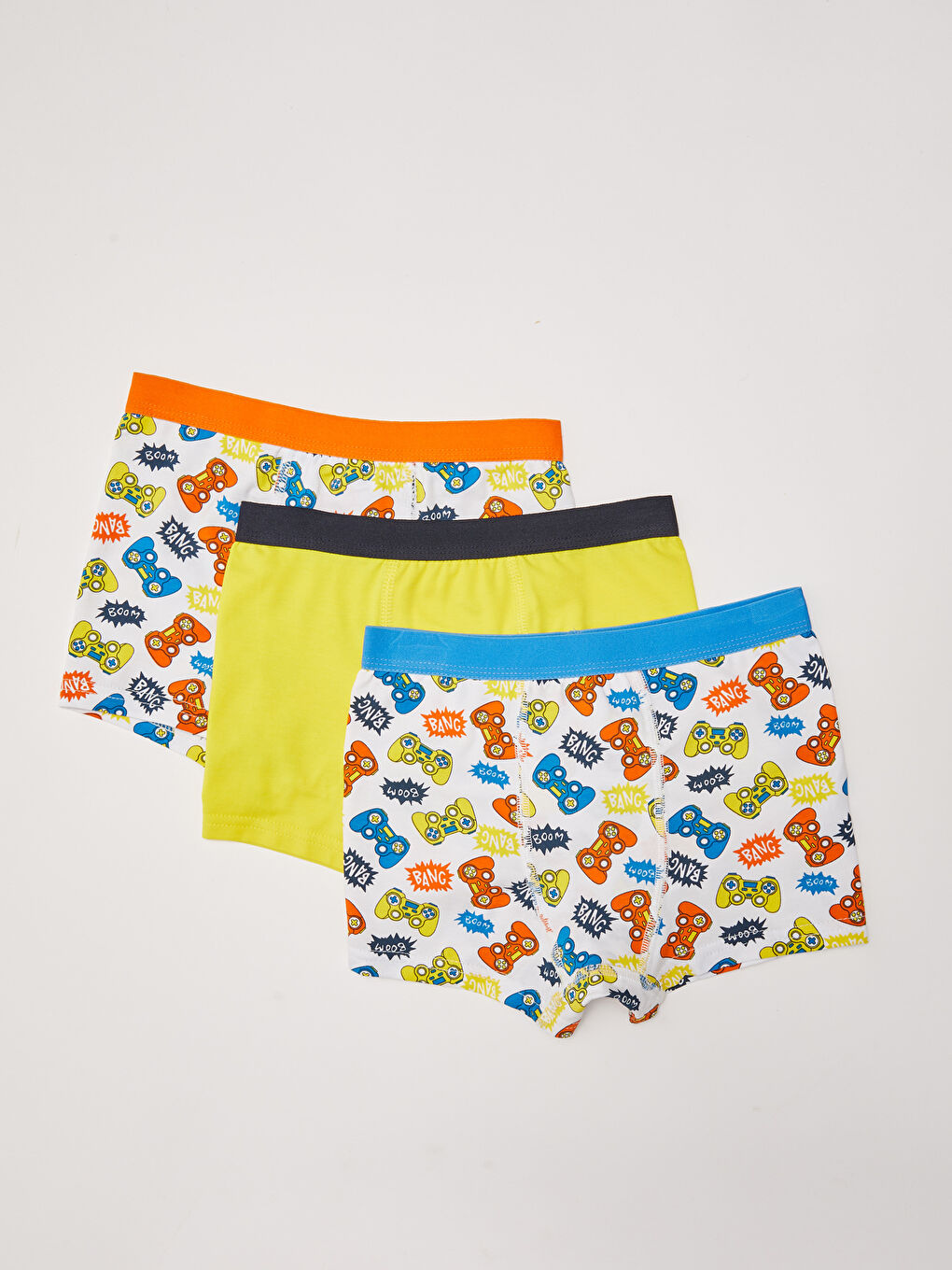 Beyaz Baskılı Pamuklu Erkek Çocuk Boxer 3'lü