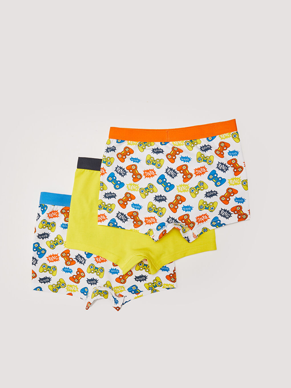 Beyaz Baskılı Pamuklu Erkek Çocuk Boxer 3'lü-1